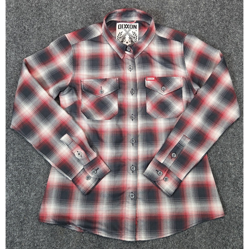 Dixxon Equalizer Flannel Shirt Womens Medium Red / Gray Plaid - Picture 2 of 9